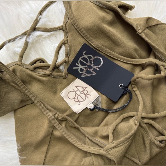 New Chaser Khaki Strappy Top Olive Green Ruffle Layering Camisole - Picture 2 of 3